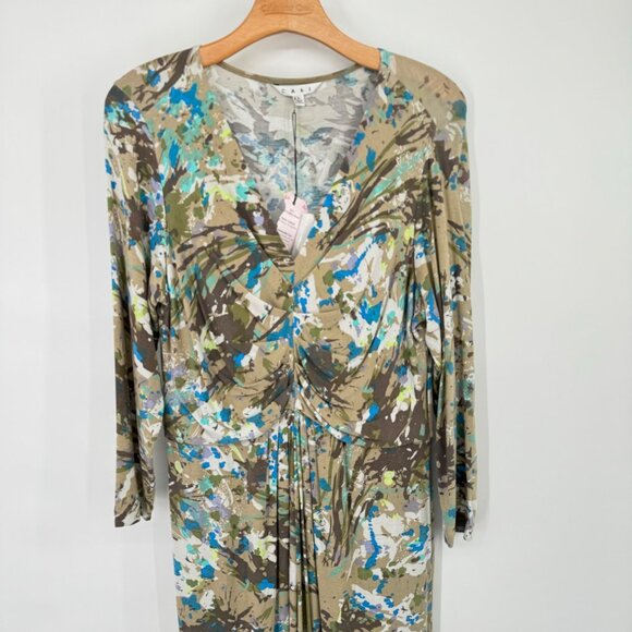 Cabi Long Sleeve V-Neck Dress Size Large  Jersey knit abstract pattern New - Picture 7 of 13